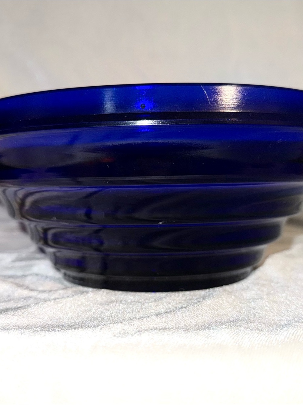 Vintage Blenko Cobalt Blue Glass Pyramid Bowl
